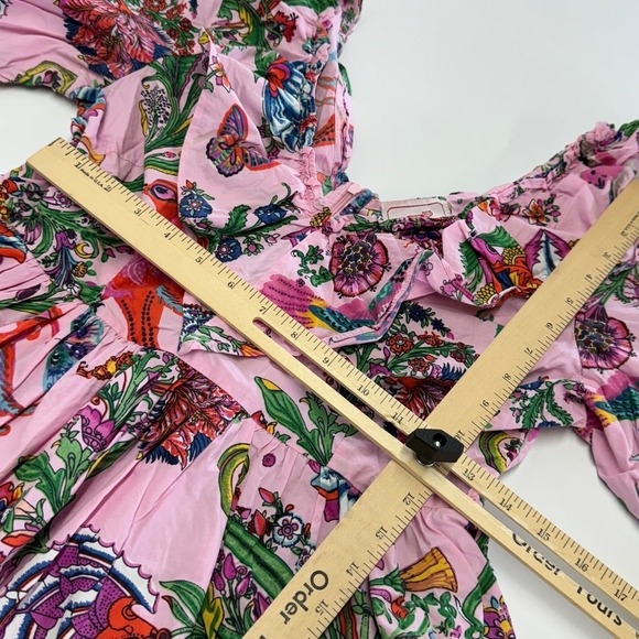 Banjanan Dress Women Large Pink Floral Scorpio Ruffle Puff Sleeve Cottagecore - Picture 10 of 12